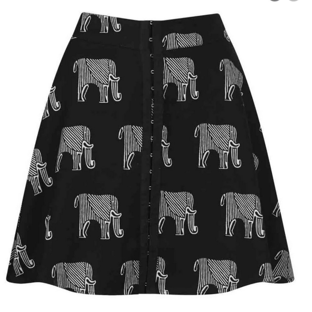Topshop Elephant Print Skater Skirt